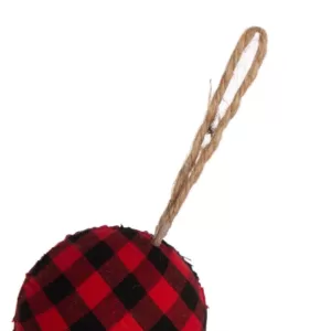 Glitzhome 6.5 ft. L Red and Black Plaid Fabric Garland