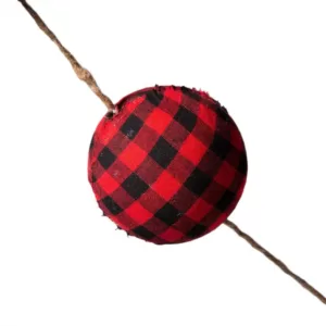 Glitzhome 6.5 ft. L Red and Black Plaid Fabric Garland