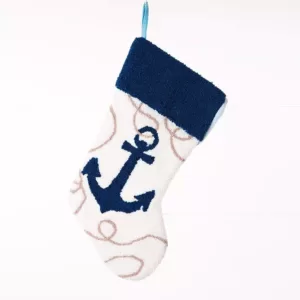 Glitzhome 19 in. L Hooked Stocking, Anchor