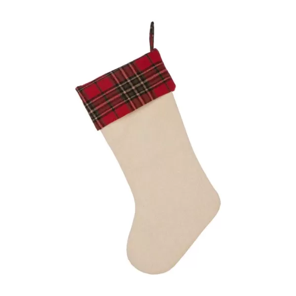 Glitzhome 21 in. L Embroidered Linen Christmas Stocking - Red Truck