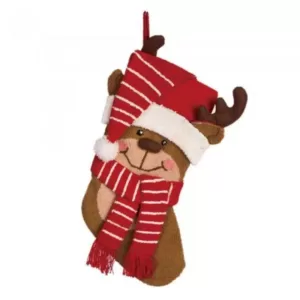 Glitzhome 19 in. H Acrylic/Polyester 3D Hooked Penguin and Reindeer Stocking (Set of 2)