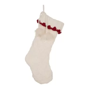 Glitzhome 22 in. Knitted Acrylic White Christmas Decoration Stocking (Set of 2)