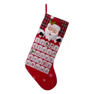 Glitzhome 36 in. H Felt 3D Polyester Oversized Count Down Santa Stocking
