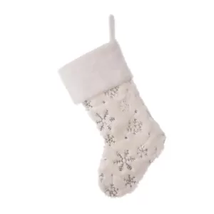 Glitzhome 21 in. H Polyester White Plush Stocking with Snowflake Christmas (2-Pack)