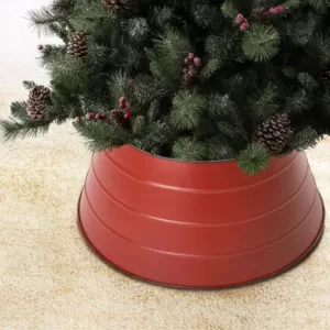 Glitzhome 22 in. D Painted Red Metal Tree Collar