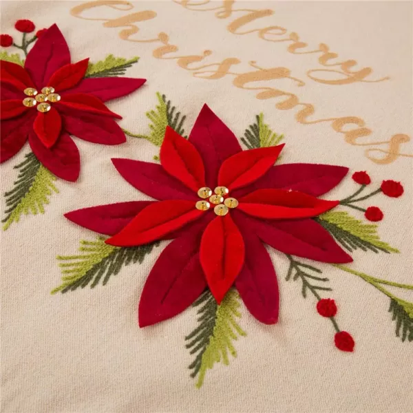 Glitzhome 48 in. D Fabric Christmas Tree Skirt in Poinsettia