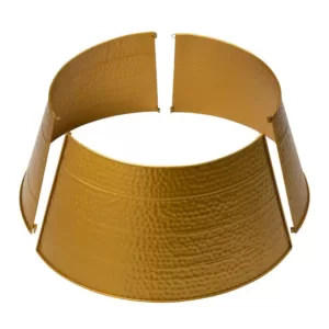 Glitzhome 26 in. Dia Golden Hammered Metal Tree Collar(KD)