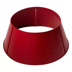 Glitzhome 26 in. Dia Red Hammered Metal Tree Collar(KD)