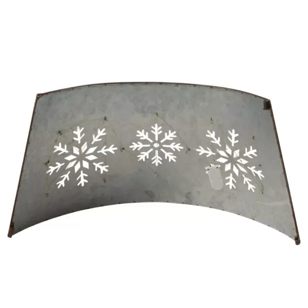 Glitzhome 26 in. Dia Snowflake Diecut Metal Tree Collar with Light String(KD)