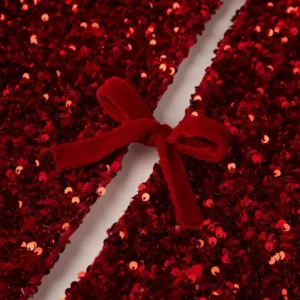Glitzhome 48 in. D Red Sequin Christmas Tree Skirt