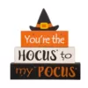 Glitzhome 11.54 in. H Halloween Wooden Lighted Witch/Word Block Table Decor