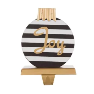 Glitzhome 6.89 in. H Wooden/Metal Striped Ornament Stocking Holder