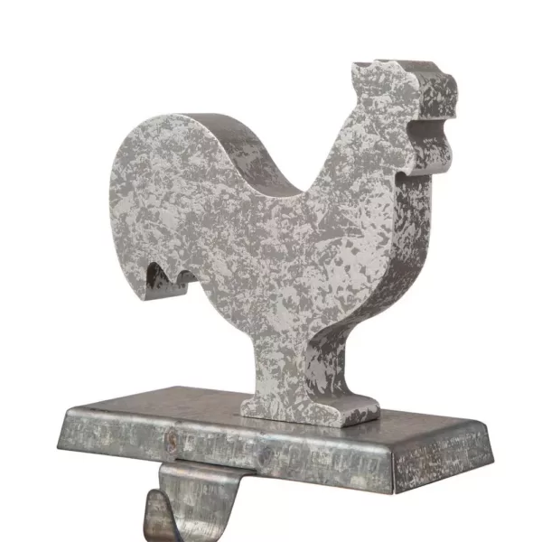 Glitzhome Galvanized Metal Cock Stocking Holder (2-Pack)