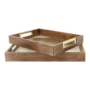 Kate and Laurel Hanneli Gold Decorative Tray (Set of 2)
