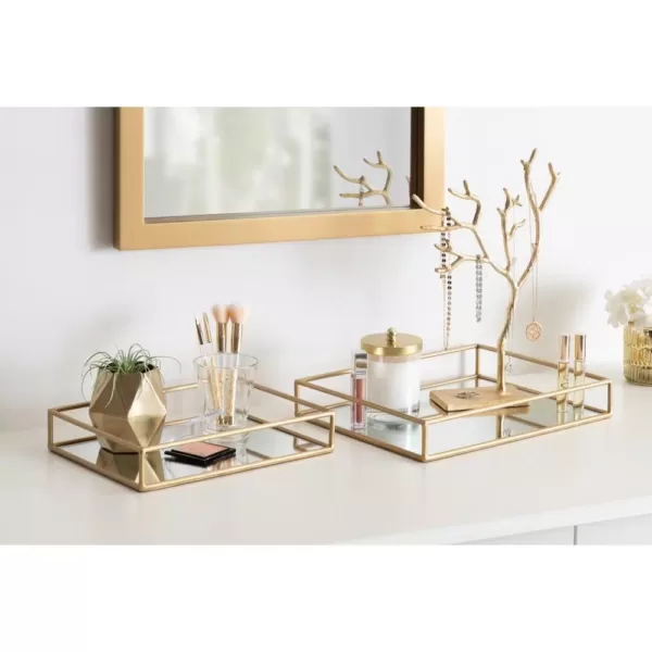 Kate and Laurel Felicia 11 in. x 2 in. x 14 in. Gold Decorative Wall Shelf