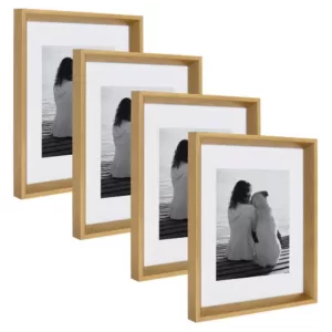 Kate and Laurel Calter 11 in. x 14 in. Matted to 8 in. x 10 in. Gold Picture Frame (Set of 4)
