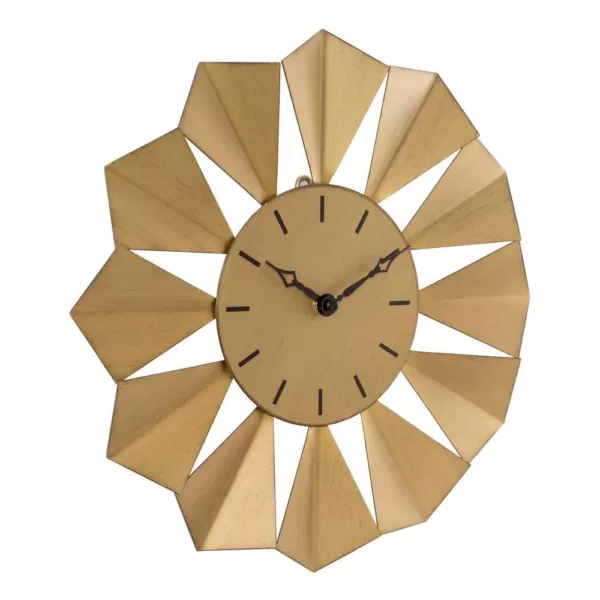La Crosse Technology 12.8 in. Gold Metal Sunray Quartz Wall Clock