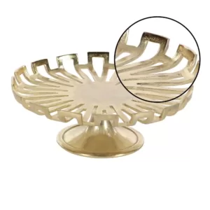 LITTON LANE 15 in. x 5 in. Gold-Finished Aluminum Cake Plate