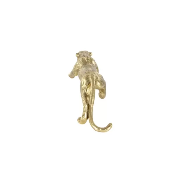 LITTON LANE 34 in. Wild Life Polystone Leopard Sculpture in Polished Gold