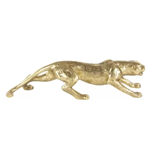 LITTON LANE 34 in. Wild Life Polystone Leopard Sculpture in Polished Gold