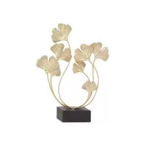 LITTON LANE Iron Metal Gold Ginkgo Leaves on Connected Curved Stems Sculpture