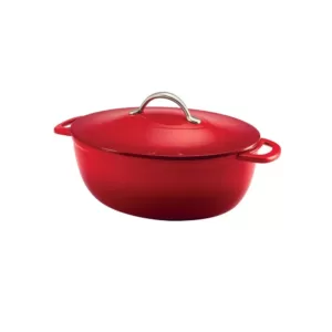 Tramontina Gourmet Enameled 6.5 qt. Oval Cast Iron Dutch Oven in Gradated Red with Lid