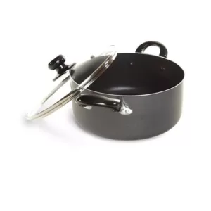 Better Chef 6 qt. Round Aluminum Nonstick Dutch Oven in Gray with Glass Lid