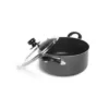 Better Chef 13 qt. Round Aluminum Nonstick Dutch Oven in Gray with Glass Lid