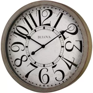 Bulova 24 in. H x 24 in. W Large Round Wall Clock in Antique Gray