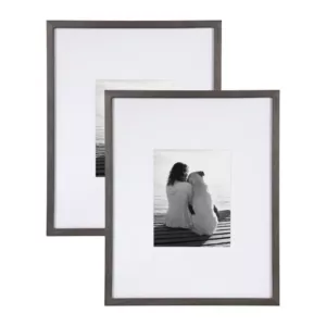DesignOvation Gallery 16x20 matted to 8x10 Gray Picture Frame Set of 2