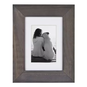 DesignOvation Museum 5 in. x 7 in. Matted to 3.5 in. x 5 in. Gray Picture Frame (Set of 4)