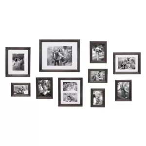 Kate and Laurel Bordeaux Charcoal Gray Wood Picture Frame (Set of 10)