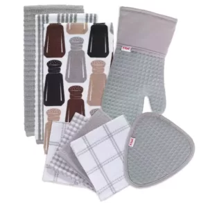 RITZ T-Fal Gray Cotton Kitchen Textile Set (Set of 9)