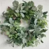 Glitzhome 26 in. Unlit Green Artificial Wreath with Large Lambs Ear Green Foliage