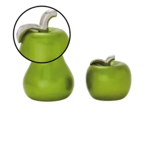 LITTON LANE Modern Emerald Green Ceramic Decorative Pear and Apple (Set of 2)