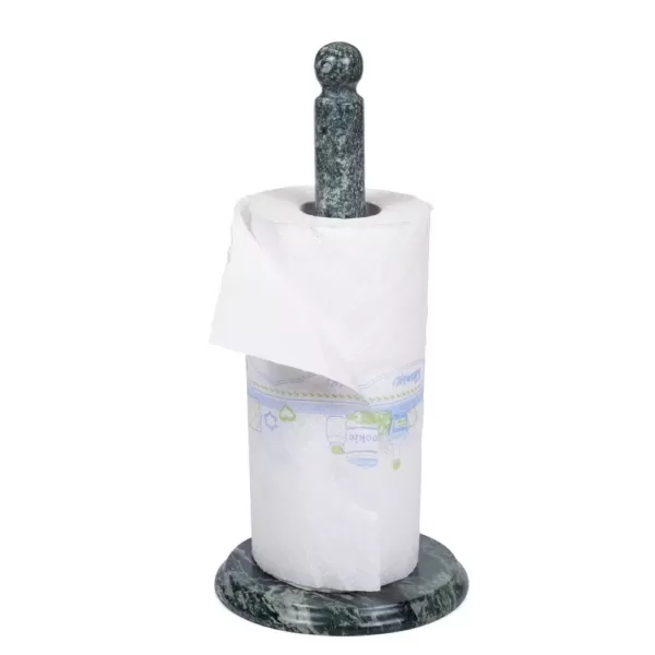 Creative Home Natural Green Marble 5.5 in. Dia. x 12.5 in. H Paper Towel Holder  Kitchen Towel Dispenser