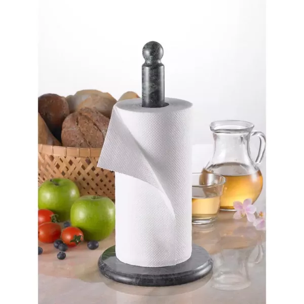 Creative Home Natural Green Marble 5.5 in. Dia. x 12.5 in. H Paper Towel Holder  Kitchen Towel Dispenser