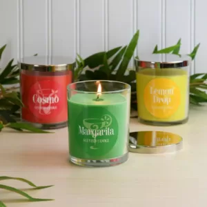 LUMABASE Scented Candles - Cocktail Collection (10 oz.): Cosmo, Margarita, Lemon Drop Scents (Set of 3)