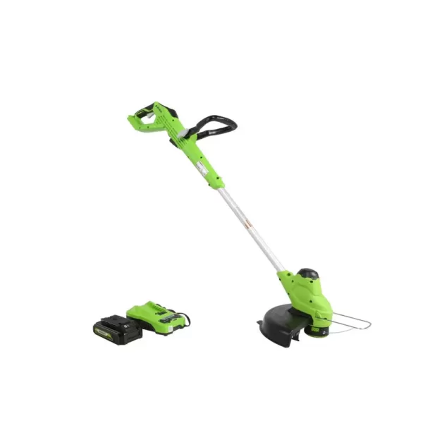 Greenworks 11 in. 24-Volt Battery Cordless TORQDRIVE String Trimmer with 2.0 Ah USB Battery and Charger Included ST24B214