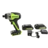 Greenworks 24-Volt Cordless Battery Brushless Impact Driver, 2 Batteries and Charger Included ID24L1520