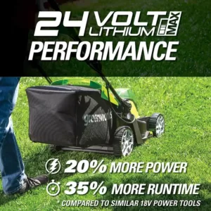 Greenworks 17 in. 48-Volt (2 x 24V) Battery Cordless Walk Behind Push Lawn Mower w/ 4.0 Ah Batteries & Dual Port Charger MO48B2210