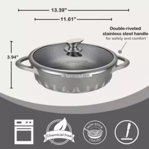 AMERCOOK 11 in. Artmartin Sauce Pan and Glass Lid Non-Stick Ceramic Coated Pot, Induction Bottom