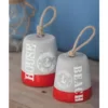 LITTON LANE Coastal Living Gray and Red Cement Rope Door Stops (Set of 2)