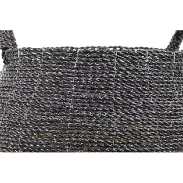 LITTON LANE Round Banana Leaf and Polypropylene Storage Wicker Baskets with Handles (Set of 2)
