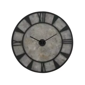 LITTON LANE 35 in. x 35 in. Modern Iron and Wood Wall Clock
