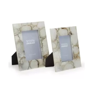 Two's Company Natural Agate Grey Colored Picture Frames in Gift Box Includes 2 Sizes: 4 in. x 6 in. and 5 in. x 7 in. (Set of 2)