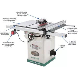 Grizzly Industrial 10 in. 2 HP 120-Volt Hybrid Table Saw with T-Shaped Fence