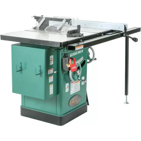Grizzly Industrial In Hp Volt Cabinet Left Tilting Table Saw Okb Depot