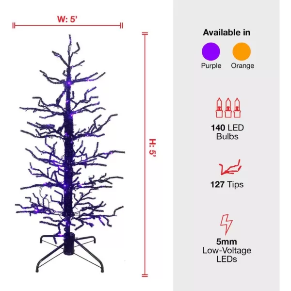 Haunted Hill Farm 60 in. Animated Halloween Twisted Tree with Moving Branches and Orange LED Lights