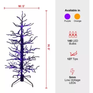 Haunted Hill Farm 60 in. Animated Halloween Twisted Tree with Moving Branches and Purple LED Lights